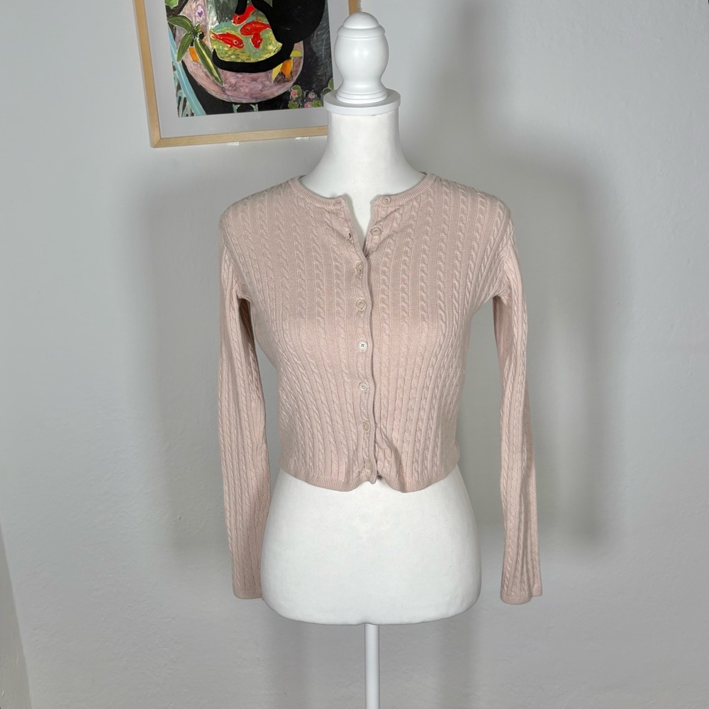 Brandy Melville Cable Knit Pink Cardigan